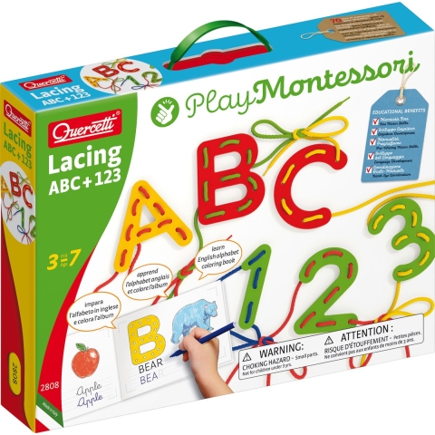 Quercetti Leerset - Vetersluiting ABC+123 - Play Montessori - 28 - Quercetti - OneSize - Creatieve Speelset