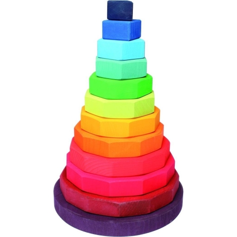 Grimms Houten Speelgoed - Stapeltoren - 12 Onderdelen - Multicol - Grimms - OneSize - Bouwblokken
