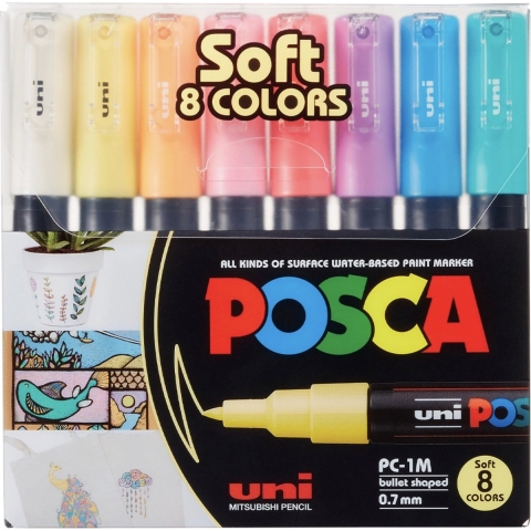 Posca Markers - PC-1m - 8 st. - Ingetogen Kleuren - Posca - OneSize - Marker