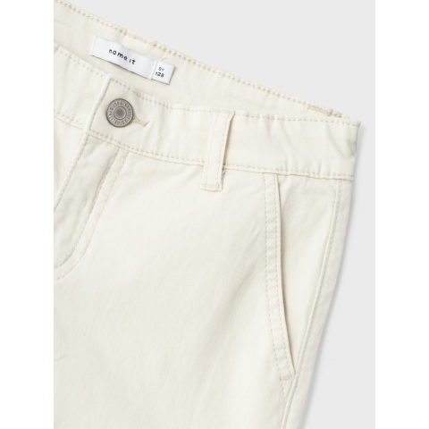 Name It Broek - NkfRose Wide Twill - Tortelduif - Name It - 8 jaar (128) - Broeken - Katoen