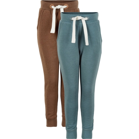 Minymo Joggingbroek - 2-pack - Toffee/Appelblauwzeegroen - Minymo - 1 jaar (80) - Broeken - Katoen