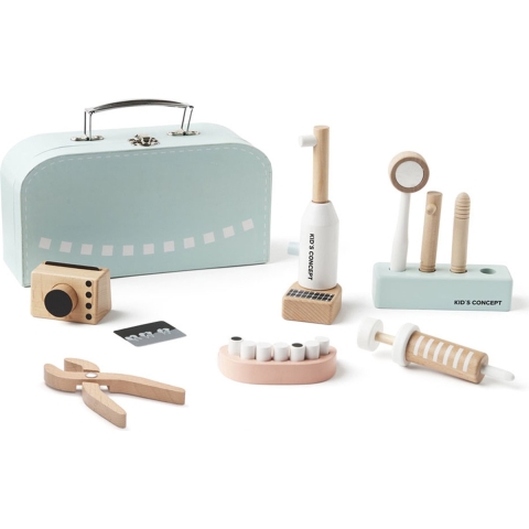 Kids Concept Houten Speelgoed - Tandarts Set m. Koffer - Hout - Kids Concept - OneSize - Speelgoed