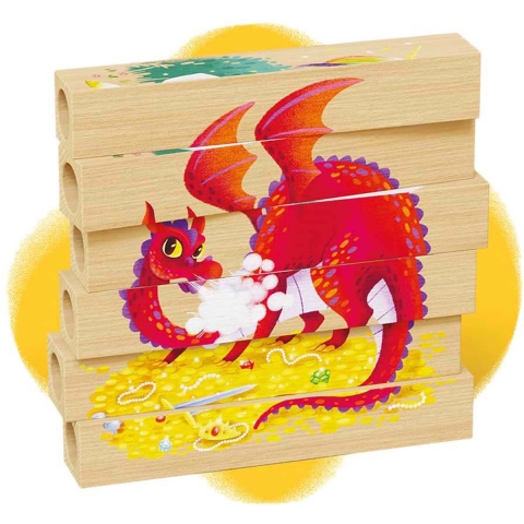 Quercetti Puzzel - Playbio Hout - Mythische dieren - 4x6 Baksten - Quercetti - OneSize - Puzzel