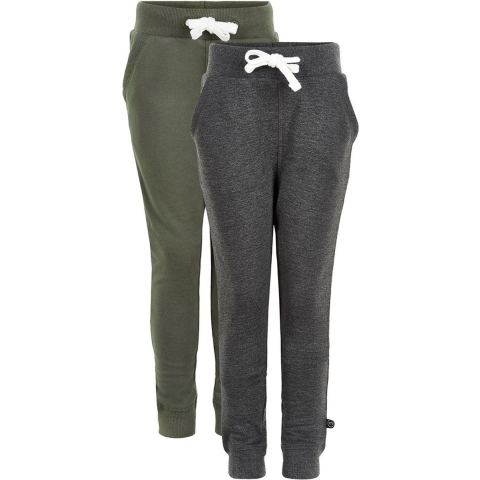 Minymo Joggingbroek - 2-pack - Antraciet Grijs/Army - Minymo - 2 jaar (92) - Broeken - Katoen