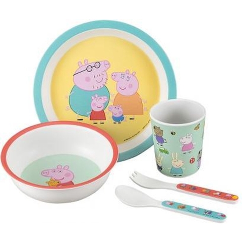 Petit Jour Paris Bestek-Set - Melamine - 5 Onderdelen - Peppa Pi - Petit Jour Paris - OneSize - Bestek-Set