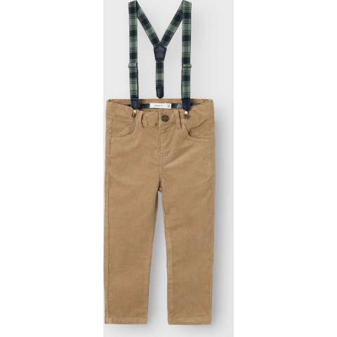 Name It Broek m. Bretellen - NmmRyan - Weathered Teak - Name It - 1½ jaar (86) - Broeken - Katoen