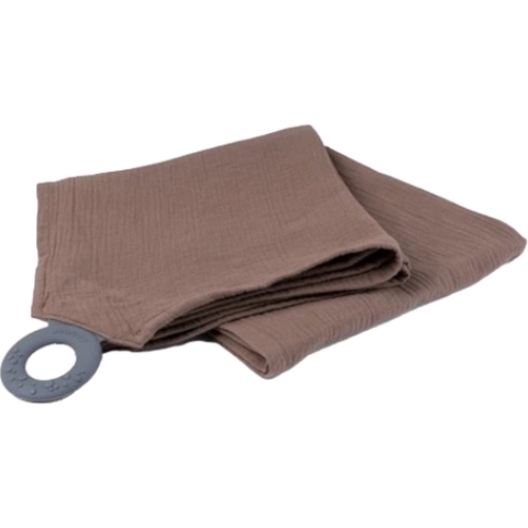 Doomoo Voedingsdeken m. Bijtring - Mousseline - 100x85 cm - Brui - Doomoo - OneSize - Hydrofiele Doek