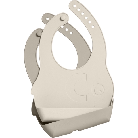 Sebra Silicone Slabbetjes - 2-pack - Fanto - Steiger Beige - Sebra - OneSize - Slabbetjes