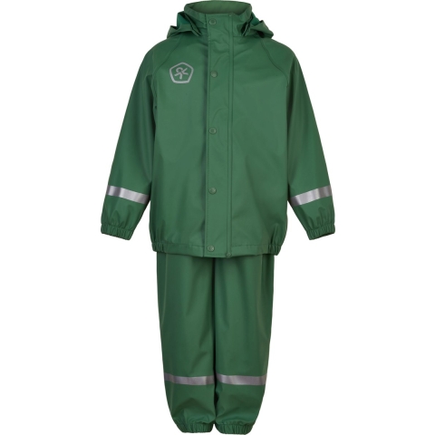 Color Kids Regenkleding m. Bretellen - PU - Dark Klimop - Color Kids - 3 jaar (98) - Regenkleding