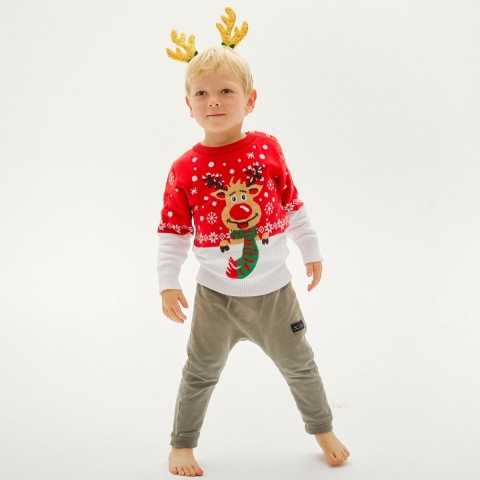 Jule-Sweaters Blouse - Rudolf's - Rood - Jule-Sweater - 7-8 jaar (122-128) - Blouse