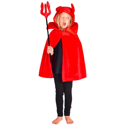 Den Goda Fen Kostuum - Duivelsmantel - Rood - Den Goda Fen - 3-8 jaar - Kostuum