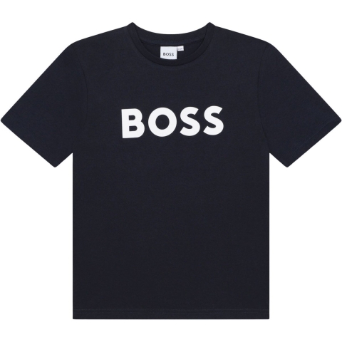 BOSS T-Shirt - Navy m. Wit - BOSS - 14 jaar (164) - T-Shirt
