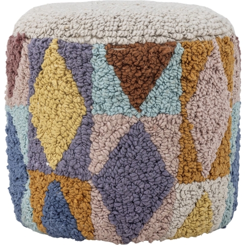Bloomingville Poef - Miaki - 30x30 cm - Grijs/Multicolour - Bloomingville - OneSize - Poef