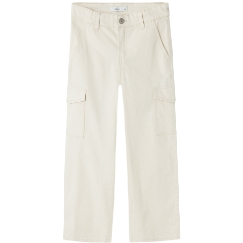 Name It Broek - NkfRose Wide Twill - Tortelduif - Name It - 14 jaar (164) - Broeken - Katoen