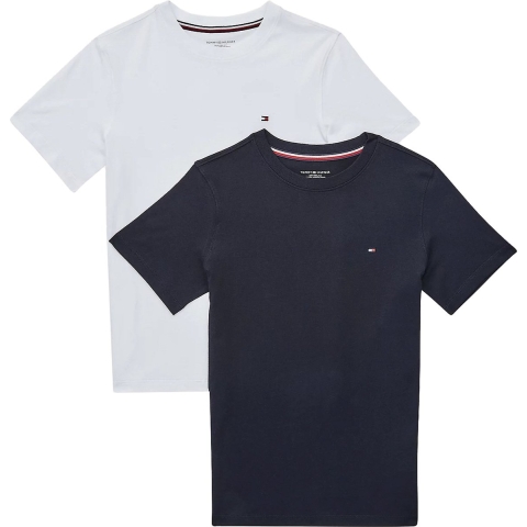 Tommy Hilfiger T-Shirt - 2-pack - Desert Lucht/Wit - Tommy Hilfiger - 8-10 jaar (128-140) - T-Shirt
