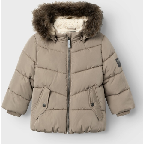 Name It Gevoerde Jas - Fleece - NmmMathew - Desert Taupe - Name It - 5 jaar (110) - Donsjack