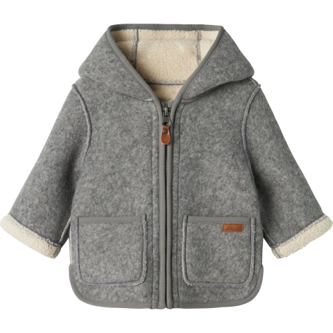 Name It Fleece Jas - NbnMily - Grey Melange - Name It - 62 - Fleece Jas