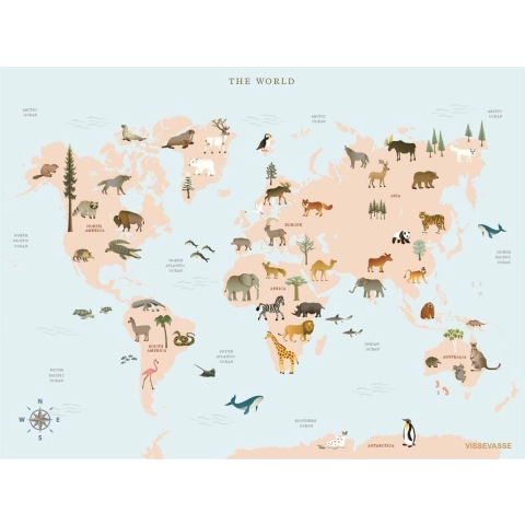 Vissevasse Poster - 30x40 - World Map Animal - Vissevasse - OneSize - Poster