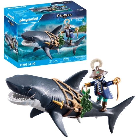 Playmobil Pirates - Reuzenhaai met piraat - 71793 - 21 Onderdele - Playmobil - OneSize - Speelgoed