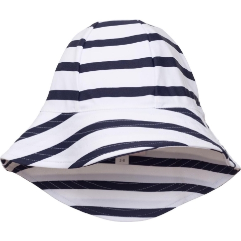 Petit Crabe Zonnehoed - Frey - UV50+ - Wit/Navy Gestreept - Petit Crabe - 2-8 jaar (92-128) - Badmuts