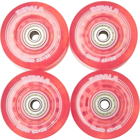 Impala Wielen - 4-pack - 62 mm - Roze m. Licht - Impala - OneSize - Toebehoren