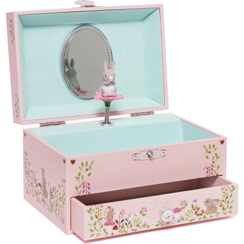 Petit Monkey Sieradendoos m. Muziek - 9x15x10 cm - Bos - Roze - Petit Monkey - OneSize - Sieradendoos