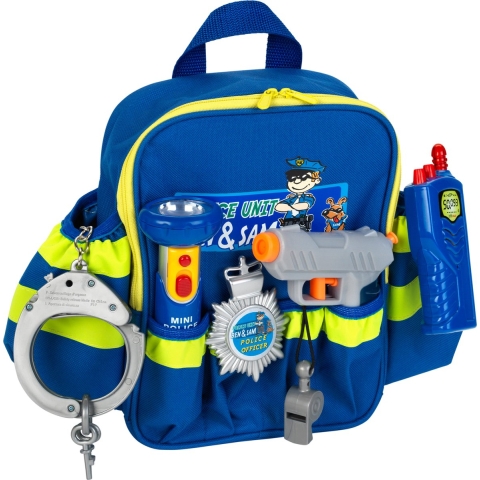 Klein Politie rugzak - 6stk - Blauw - Klein - OneSize - Speelgoed