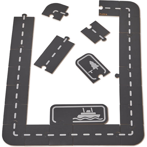 Flexa Play Autobaan - Hout - Play - 22 Onderdelen - Multi - Flexa - OneSize - Autobaan