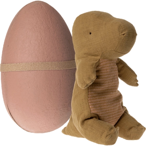 Maileg Knuffel - Gantosaurus in ei - Medium+ - 37 cm - Dark Oker - Maileg - OneSize - Knuffel