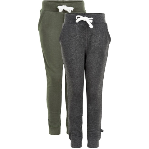 Minymo Joggingbroek - 2-pack - Antraciet Grijs/Army - Minymo - 1½ jaar (86) - Broeken - Katoen