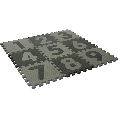 BabyDan Speelmat - 90x90 - Lichtgrijs/Donkergrijs m. Nummers - BabyDan - OneSize - Speelmat