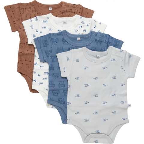 Pippi Baby Rompers k/æ - 4-pack - Blue Mirage - Pippi Baby - 50 - Romper S/S