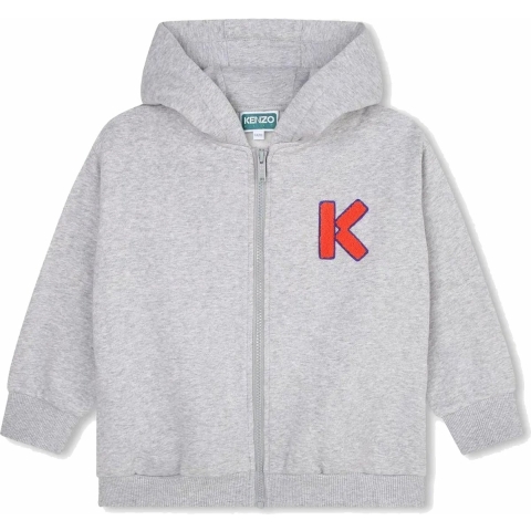 Kenzo Cardigan - Grijs Gevlekt m. Oranje - Kenzo - 10 jaar (140) - Cardigan