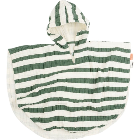 Done by Deer Handdoek Poncho - Strepen Green - Done by Deer - OneSize - Babyhanddoek