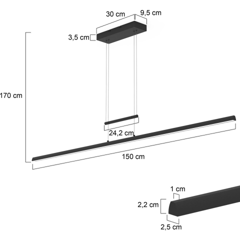 Steinhauer hanglamp Profilo - zwart - metaal - 3318ZW