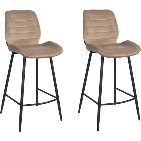 Bronx71 Velvet barkruk Toby taupe 71 cm - Barkrukken set van 2