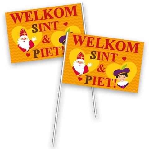 150x Stuks welkom Sint en Piet zwaaivlaggetjes -