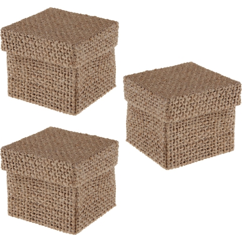 Cadeaudoosje Natural - Bruiloft bedankje - 24x stuks - jute - 5 x 5 cm -