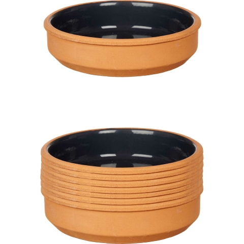 Set 8x tapas/creme brulee serveer schaaltjes terracotta/zwart 16x4 cm -