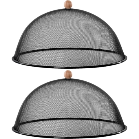 Set van 3x stuks luxe stevige vliegenkappen/voedselkappen zwart metaal 43 cm -