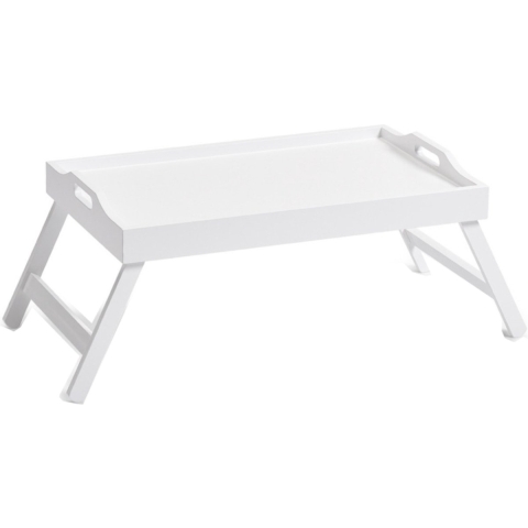 Zeller Dienblad - MDF - met poten - inklapbaar - wit - ontbijt op bed - 56 x 35 cm -