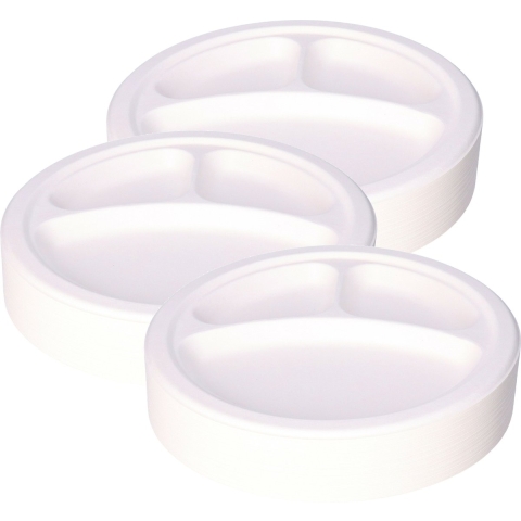 DEPA fondue/gourmet borden - 150x - 3-vaks - wit - D26 cm -