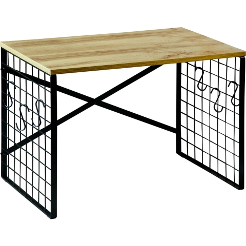 Keuken aanrecht etagiere - 1 niveau - hout/metaal - opzet rekje/organizer - 52 x 32 x 36 cm -