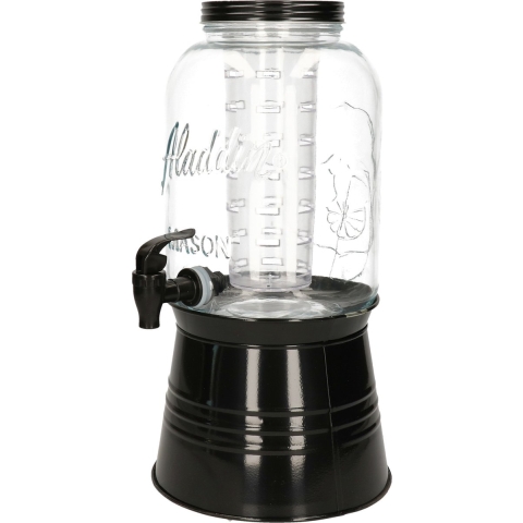 Vivalto Drankdispenser - glas - 3,8L - met tapkraantje - zwart -