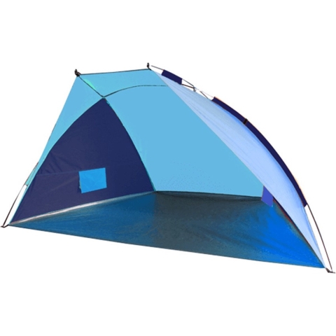 Beachshelter strandtent/windscherm - blauw - 270 x 120 cm - met UV-bescherming -