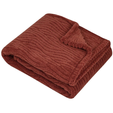 Stof Textiles Plaid/bankdeken/bedsprei Columbia - steenrood - 180 x 220 cm - 2 persoons -