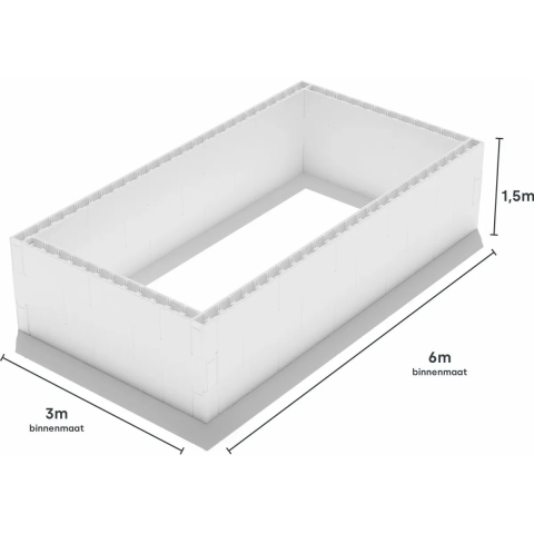 W'eau Zelfbouwpakket zwembad blokken - 6,00 x 3,00 x 1,50 m