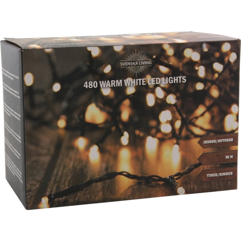 Svenska Living Kerstverlichting - 480 led lampjes - warm wit - 3600 cm - timer - dimmer -