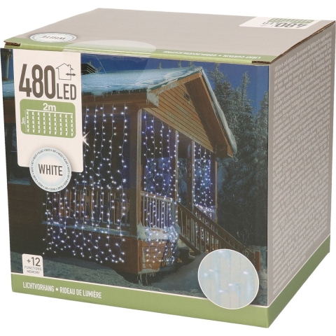 Kerstverlichting lichtgordijn - helder wit - 480 LEDs - 2,25 x 3 m - buiten -