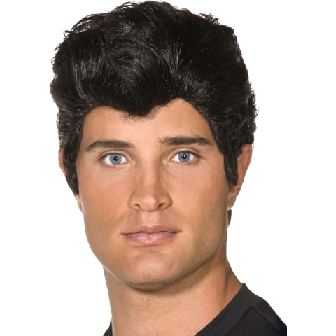 Verkleed pruik - Danny - Grease - zwart - heren - Jaren 50 - Coole gast - Carnaval -